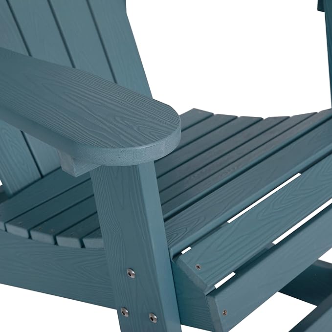 EMMA + OLIVER Marcy All Weather Rocking Chair - Set of 2 - Sea Foam Poly Resin - Classic Adirondack Design - UV Resistant Coating - Stainless Steel Hardware