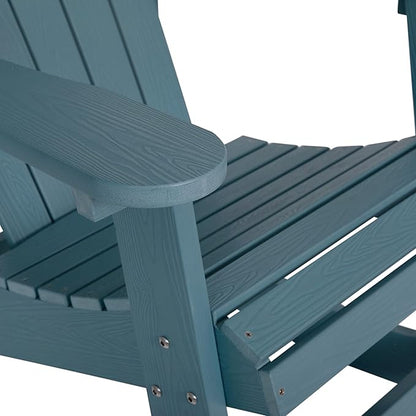 EMMA + OLIVER Marcy All Weather Rocking Chair - Set of 2 - Sea Foam Poly Resin - Classic Adirondack Design - UV Resistant Coating - Stainless Steel Hardware
