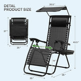 Athena Collection Folding Zero Gravity Chair with Canopy, Adjustable Lounge Chair Recliner - Photo 3