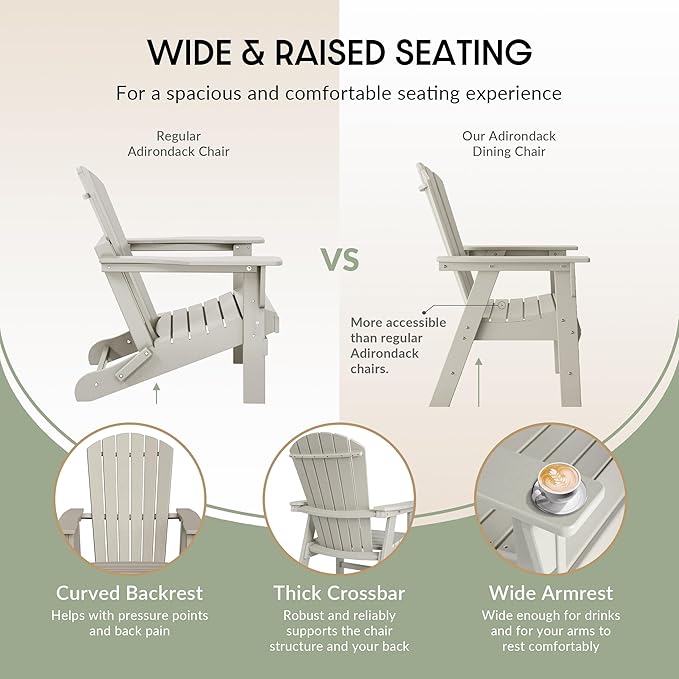 WestinTrends Dylan Outdoor Patio Shell-Back Adirondack Dining Chair Weather Resistant Sand
