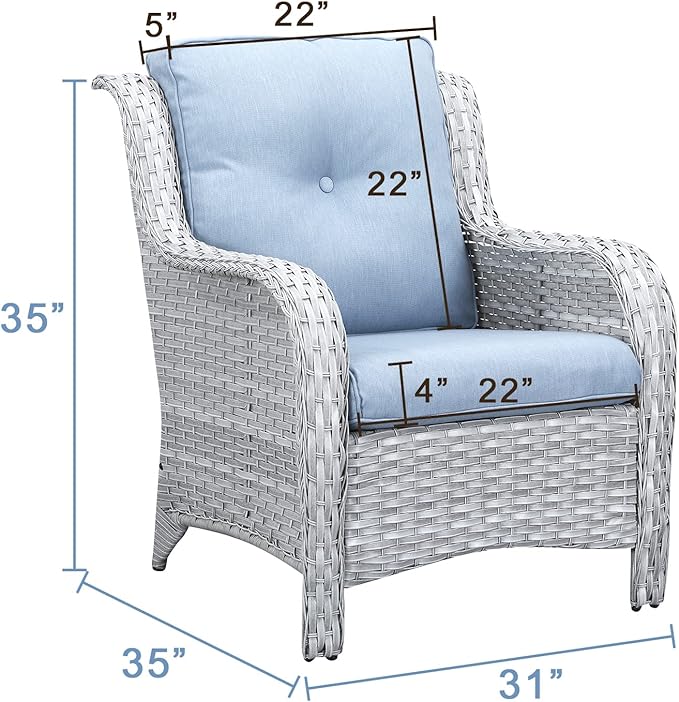 Rilyson Outdoor Patio Chairs Wicker Chair - 2PC Rattan Chairs Set with High Back and Deep Seating for Deck Porch - Photo 3
