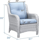 Rilyson Outdoor Patio Chairs Wicker Chair - 2PC Rattan Chairs Set with High Back and Deep Seating for Deck Porch - Photo 3