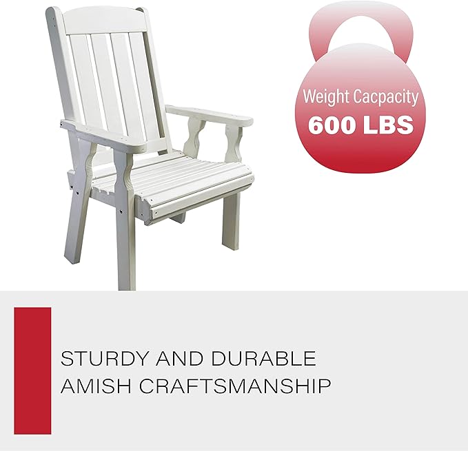 Amish Casual Heavy Duty 600 Lb High Back Mission Treated Patio Chair (Semi-Solid White Stain)