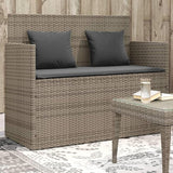 Patio Bench with Cushions Gray Poly Rattan Deck Bench Garden Bench Outdoor Bench Porch Bench for patios, Gardens, Decks - Photo 2
