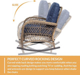 Outdoor Wicker Rocking Chair with Thickened Cushions, All-Weather Rattan Patio Rocking Chairs - Photo 3
