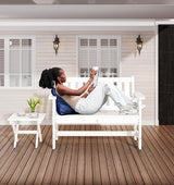 SERWALL Outdoor Bench, HDPE Outdoor Benches Weatherproof, 2-Person Garden Bench with 660 lbs Weight Capacity - Photo 2