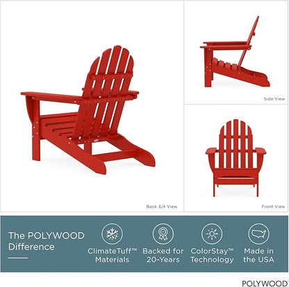 POLYWOOD AD4030SR Classic Outdoor Adirondack Chair, Sunset Red