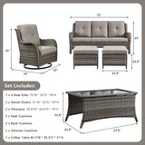 Rilyson Wicker Patio Furniture Set - 6 Piece Rattan Outdoor Sectional Conversation Sets with 2 Swivel Rocking Chairs - Photo 2