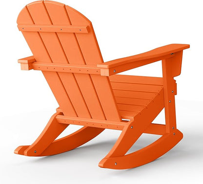 WO WESTIN OUTDOOR HDPE Laguna Outdoor Rocking Poly Adirondack Chair, Orange