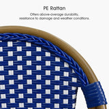 PURPLE LEAF French Counter Height Bar Stool Set of 2 25" Bamboo Print Finish Patio Bar Chairs with Back Rattan Bar - Photo 4