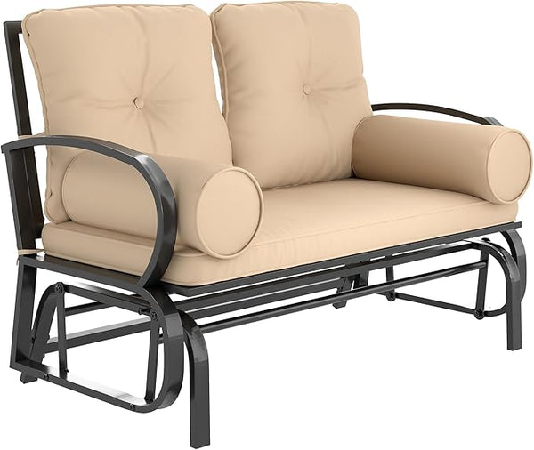 Outsunny Swing Glider Rocking Chair, Double Patio Bench, 2 Person Loveseat with Steel Frame, Cushions, Pillow Armrests - Photo 1