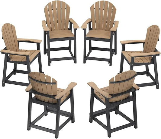 OTSUN Tall Modern Adirondack Chairs Set of 6, All Weather HDPE Bar Height Adirondack Stools Widened Durable Design for Porch Patio Yard Lawn Fire Pit Bistro Basement Indoors & Outdoors