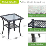 ATR ART TO REAL Outdoor Recliner, Set of 2 Wicker Reclining Chair with Coffee End Side Table - Photo 6