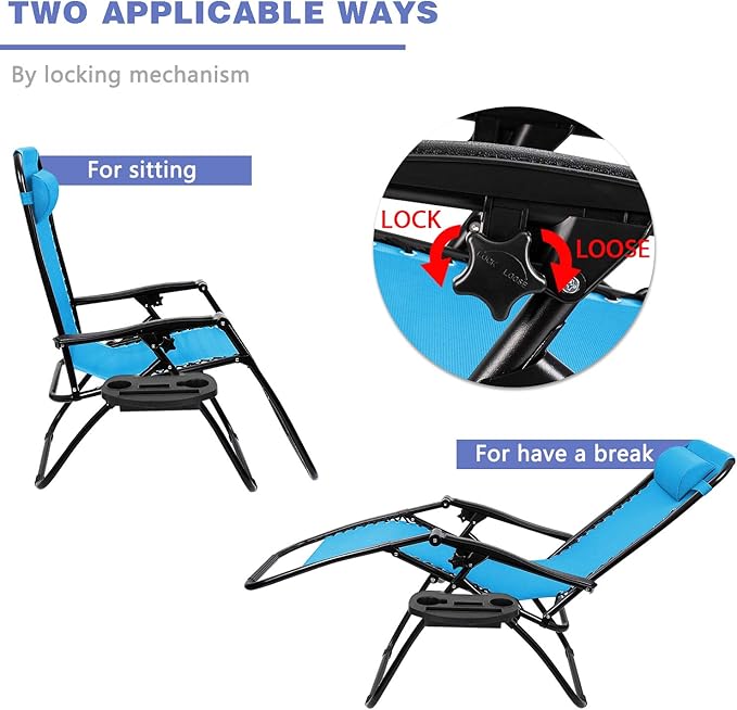 Homall Zero Gravity Chair Adjustable Folding Lawn Lounge Chairs Outdoor Lounge Gravity Chair Camp Reclining Chair with - Photo 8