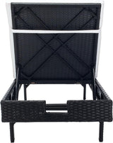 SAFAVIEH Outdoor Collection Cam Black Wicker/Beige Cushion Adjustable Chaise Lounge Chair, Black/Beige (PAT7501A) - Photo 5