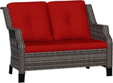 Outdoor Patio Loveseat, All-Weather 2-Seater Wicker Loveseat with Cushions, Outdoor Patio Love Seat Sofa for Garden - Photo 8