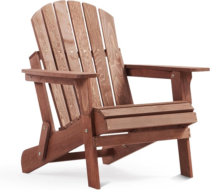 Spacious Folding Outdoor Adirondack Chair with Pre-Assembled Components for Ultimate Patio Relaxation and Easy Storage in Garden Backyard Spaces