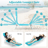 GYMAX Tanning Chair, 2Pcs Folding Beach Chairs with Adjustable Backrest, Footrest, 330lbs Capacity & Shoulder Strap - Photo 4