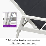 PURPLE LEAF Outdoor Chaise Lounge Adjustable Sunbathing Recliner with Armrest Navy Blue 2 Sets - Photo 6