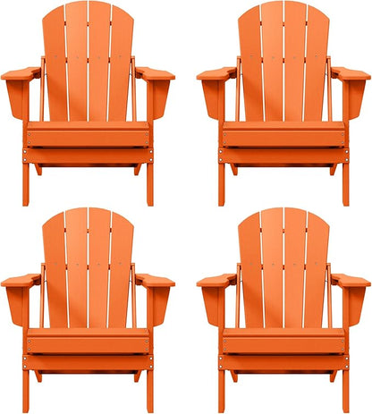 WO WESTIN OUTDOOR HDPE Laguna Outdoor Folding Poly Adirondack Chair (Set of 4), Orange