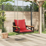 Brown and Red Patio Swing Bench with Cushions, Modern Outdoor Furniture for Garden or Balcony, Comfortable Seating - Photo 4