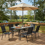 Tangkula 55" Patio Dining Table for 6, Rectangle Outdoor Dining Table with Tempered Glass Tabletop - Photo 5