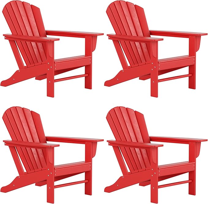 WestinTrends Dylan Outdoor Adirondack Chair (Set of 4), Red