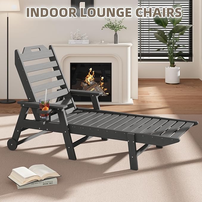 Mdeam 6-Position Pool Lounge Chairs Set of 2, 24" W Oversized Sun Tanning Chair, 500LBS Capacity - Photo 4