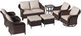 8 Piece Patio Wicker Conversation Set, All-Weather Use Outdoor Wicker Loveseat with 2 PE Rattan Ottomans, 2 Chair - Photo 7