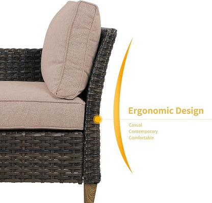 Grand patio Sofa Sets Outdoor Furniture Sets, Wicker Patio Furniture 7-Piece Sectional Sofa with Thick Olefin Cushions for Yard Garden Porch for Six (Beige Sofa Set for Six, 7 PCS)