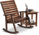 2-Piece Outdoor Rocking Chair with Table, Rocking Bistro Set High Back Porch Rocker Table Set for Patio Lawn Garden - Photo 8