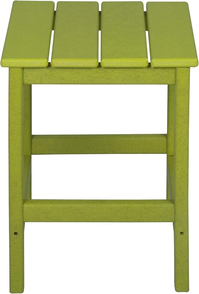 WO Home Furniture 3pc Set - HDPE Poly Adirondack Chair with Ottoman/Footrest and Square Side Table, All Weather and UV Resistant for Outdoor Patio Backyard, Garden, Lime