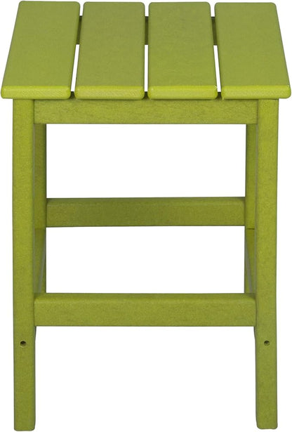 WO Home Furniture 3pc Set - HDPE Poly Adirondack Chair with Ottoman/Footrest and Square Side Table, All Weather and UV Resistant for Outdoor Patio Backyard, Garden, Lime