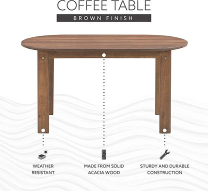 Linon Coffee Table, 18.11D x 35.24W x 18.11H in, Acorn