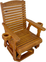 Wooden Swivel Glider Chair, 360° Outdoor Patio Rocker with Ergonomic Design, Smooth Gliding Motion, Solid Fir Wood - Photo 9