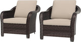 Outdoor Wicker Chair Set of 2, All-Weather Use Patio Rattan Chair with Seat and Back Cushion, Ideal for Porch, Backyard - Photo 1
