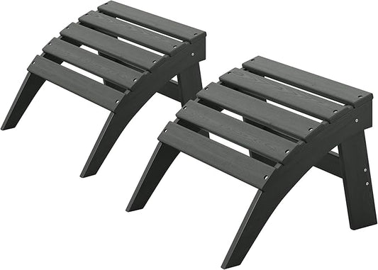 Adirondack Ottoman Set of 2, HDPE Plastic Outdoor Foot Rest Stool for Patio Chair Backyard Porch Pool Deck Garden, All Weather Resistant Lightweight Portable Comfort(Gray)
