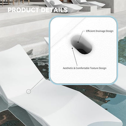 Ergonomic Pool Lounger, Water Chaise with Weight Box, in-Pool Lounge Chair for Shallow Water, Easy Assembly, Waterproof & UV Resistant (White)