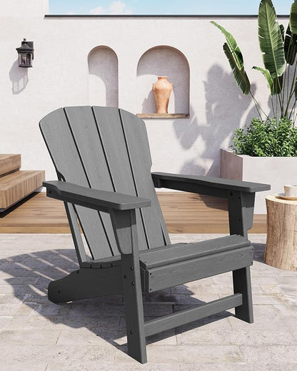 Garvee HDPE Adirondack Chairs for Outdoor Patio, Weather-Resistant All-Weather Seating for Fire Pit, Deck, or Lawn, Heavy-Duty Wide Armrests with Slatted Back, Fade-Proof Easy-Clean Design
