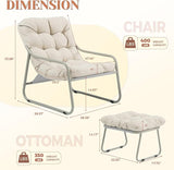 NICESOUL 2-Piece Outdoor Lounge Chair and Ottoman Set, Comfy Patio Lounge Chairs with Reclined Backs and Armrests - Photo 2