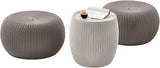 KETER Urban Knit Pouf Ottoman Set of 2 with Storage Table for Patio and Room Décor-Perfect for Balcony, Deck - Photo 1