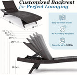 Idzo Katalina Chaise Lounge Set of 2-500lbs Support, UV Wicker, Ergonomic Wave Design, Reclining Backrest - Photo 4