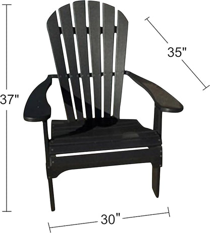 Phat Tommy Foldable Adirondack Chair - Poly Adirondack Chair Folding - HDPE, Heavy Duty, Recycled Plastic - All Weather Outdoor Furniture for Your Deck, Front Porch, or Patio, Black