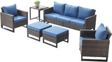 Rilyson Wicker Outdoor Patio Furniture Set - 6 Piece Patio Conversation Set with 2 Armrest Chairs, 2 Rattan Ottoman - Photo 2