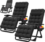 Suteck Zero Gravity Chair Set of 2, Reclining Camping Lounge Chair w/Removable Cushion, Upgraded Lock and Cup Holder - Photo 1