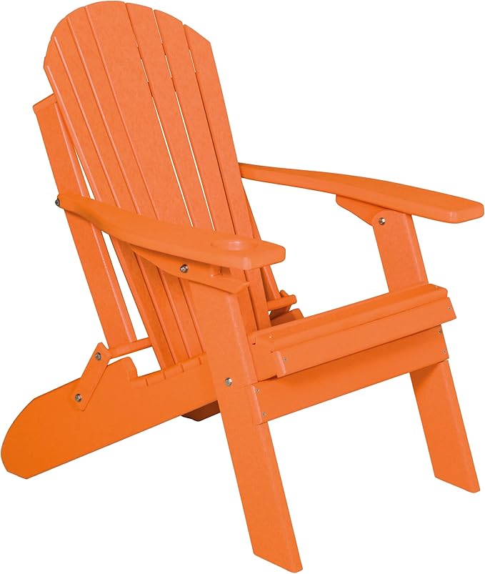 Furniture Barn USA Poly Folding Adirondack Chair, Tangerine