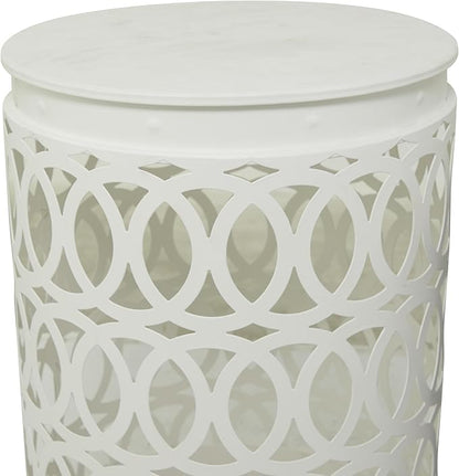 Deco 79 Metal Side End Accent Table Indoor Outdoor Nesting End Table with Carved Trellis Design, Set of 3 Side Table 23", 19", 15"H, Multi Colored