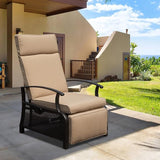 Domi Adjustable Patio Recliner Chair Metal Outdoor Lounge Chair with Flip Table Push Back, Adjustable Angle - Photo 1