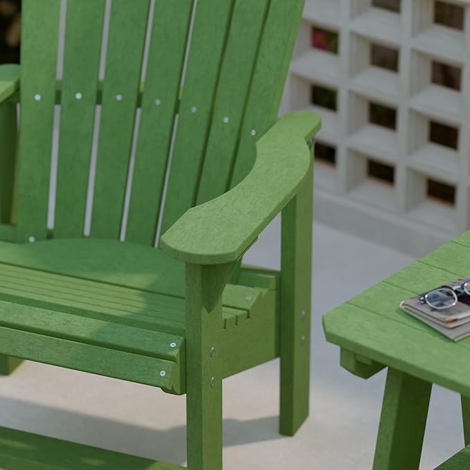 Wildridge Heritage Upright Adirondack Chair, Lime Green - Outdoor All-Weather Poly Furniture for Patio, Deck, Yard
