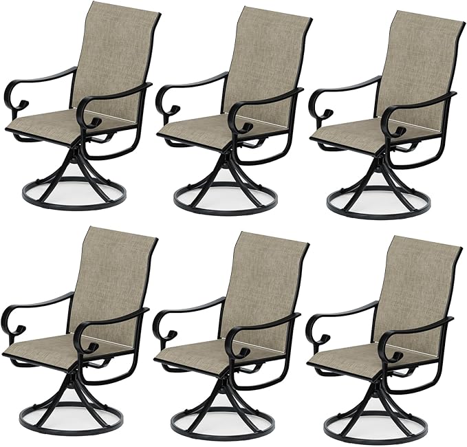 Patio Swivel Chairs Set of 6, Outdoor Dining Chairs with High Back - Photo 1